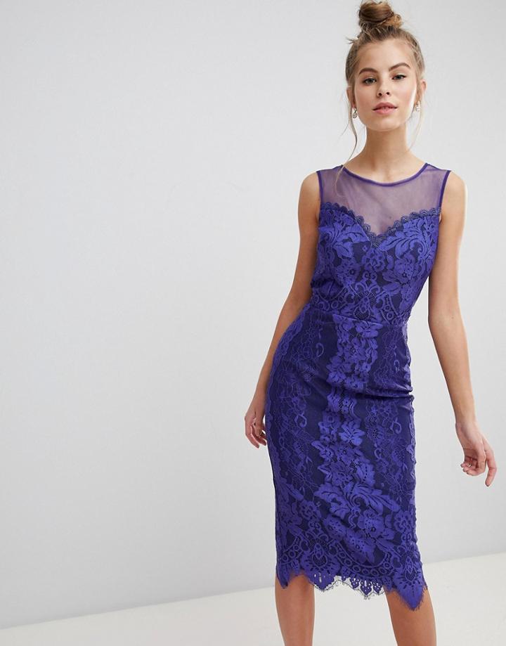 Little Mistress Lace Bodycon Dress - Blue