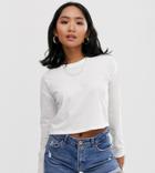 Asos Design Petite Boxy Linen Mix T-shirt In White - White
