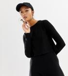 Collusion Boxy Long Sleeve Slinky Top - Black