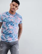 Urban Threads Flamingo Print T-shirt - Blue