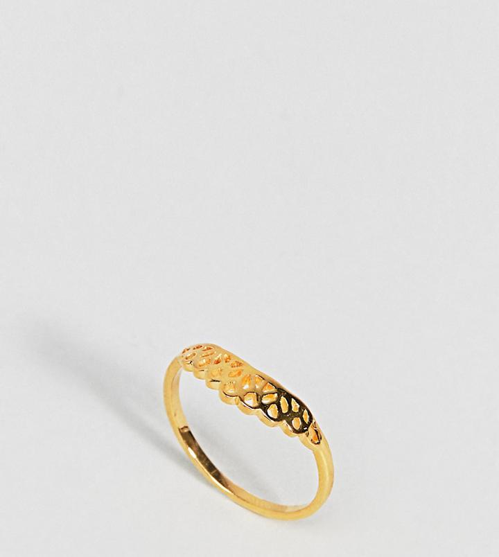 Asos Design Gold Plated Sterling Silver Filigree V Ring - Gold