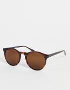 Aj Morgan Grad School Retro Round Sunglasses In Tortoiseshell-brown