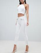 Forever Unique White Jeans With Zip Detail - White