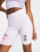 Adidas Originals Trefoil Legging Shorts In Purple