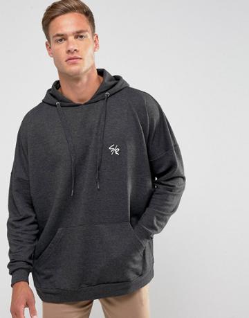 Saints Row Oversized Hoodie In Anthracite - Gray