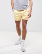 Asos Slim Shorter Shorts In Yellow - Yellow