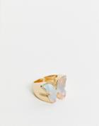 Designb London Statement Butterfly Resin Ring In Gold-blues