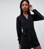 Fashion Union Tall Relaxed Romper With Collar Detail-black
