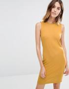 Vila Drape Back Jersey Dress - Ochre