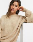 Asos Design Crew Neck Fluffy Oversized Sweater-green