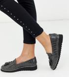 Simply Be Wide Fit Loafer In Gray Croc-grey