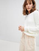 Asos Design Chunky Sweater With V Back - White