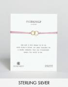 Dogeared Gold Plated Friendship Linked Ring Silk Adjustable Bracelet - Pink