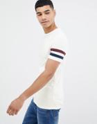 Asos Design T-shirt With Contrast Sleeve Panels In Off-white - White