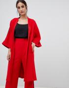 Closet London Longline Blazer With Side Stripe In Red - Red