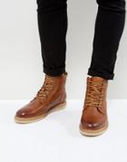 Zign Leather Smooth Lace Up Boots - Brown