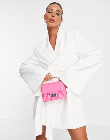 Na-kd X Angelica Blick Wrap Detail Mini Blazer Dress In Off White