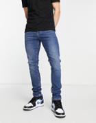 Asos Design Skinny Jeans In Dark Wash - Mblue