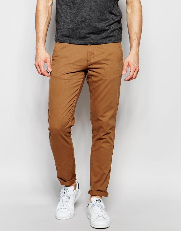 Produkt Chinos In Skinny Fit - Dark Camel