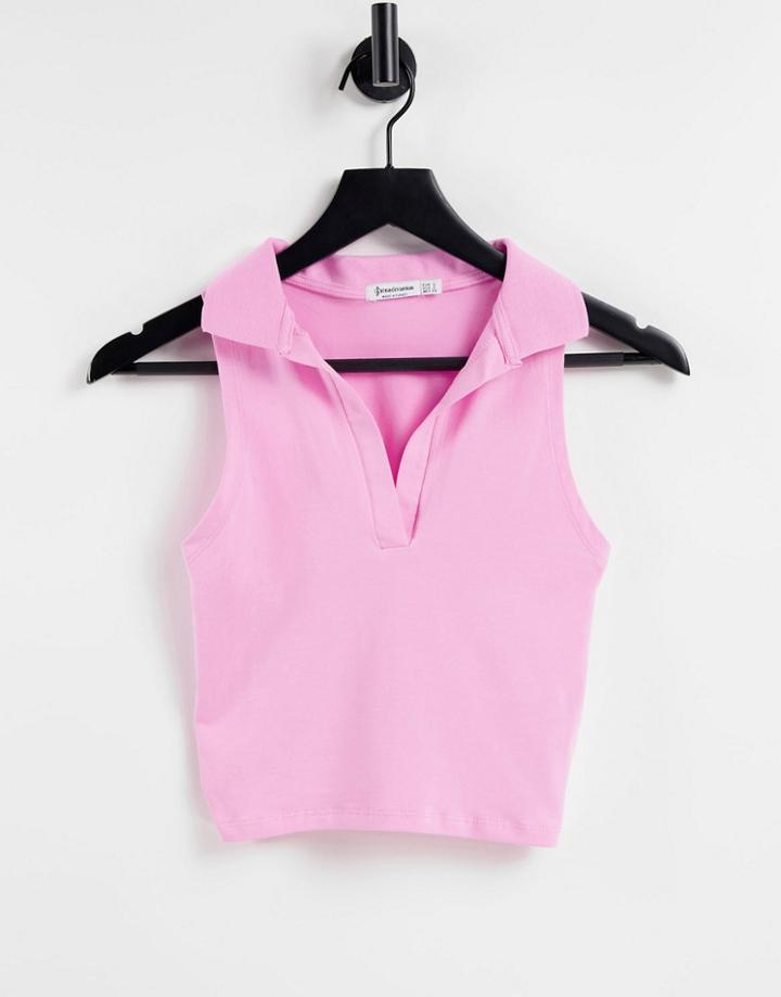 Stradivarius Sleeveless Polo In Pink