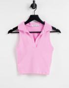 Stradivarius Sleeveless Polo In Pink