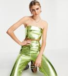Annorlunda Metallic Bandeau In Lime - Part Of A Set-green