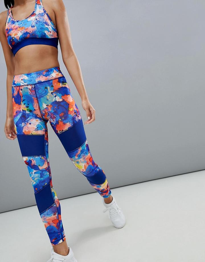 Adidas Training Printed Mesh Panel Legging - Multi