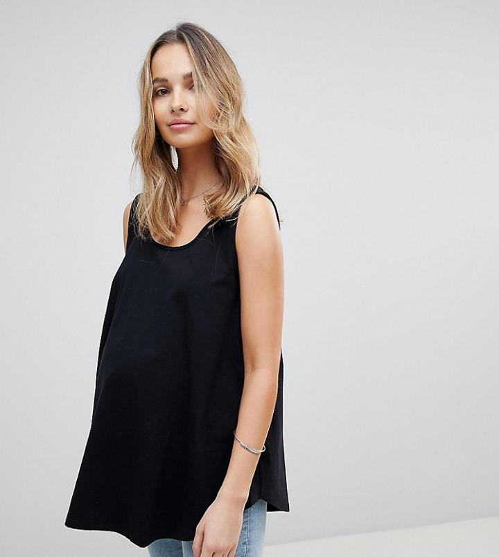 Asos Maternity Tank In Swing Fit With Scoop Hem - Black