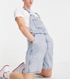 Levi's Pride Capsule Liberation Thanks Sylvia Print Denim Overall Shorts In Light Indigo Worn In Wash-blues