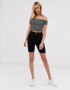Asos Design Denim Rivington Legging Short In Washed Black-blue