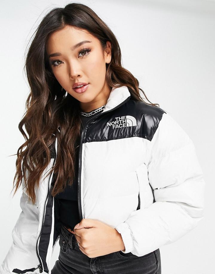 The North Face Nuptse Cropped Jacket In White