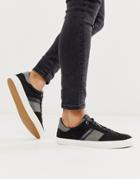 Jack & Jones Suede Sneakers With Contrast Sole In Black - Black