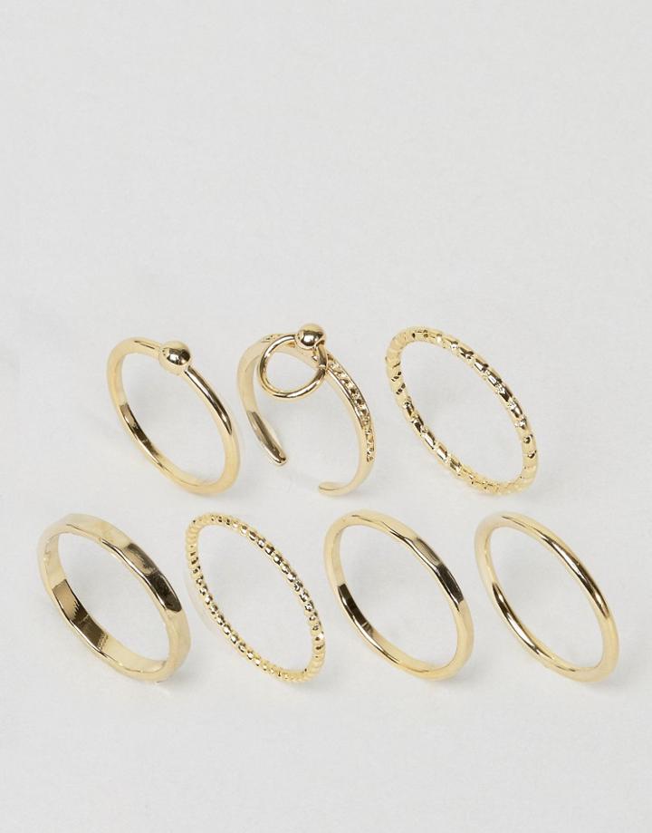 Limited Edition Pack Of 7 Fine Toggle Rings - Gold