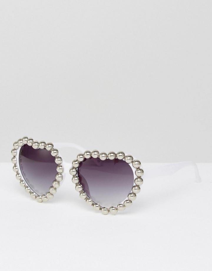Jeepers Peepers Heart Shaped Sunglasses - Silver