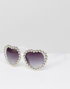 Jeepers Peepers Heart Shaped Sunglasses - Silver