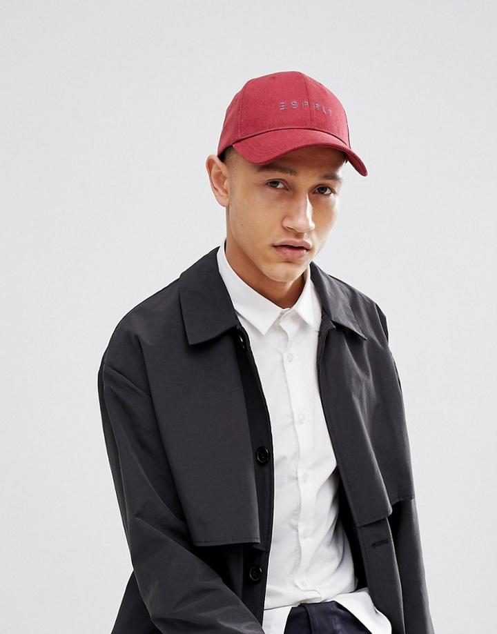 Esprit Baseball Cap In Burgundy - Red
