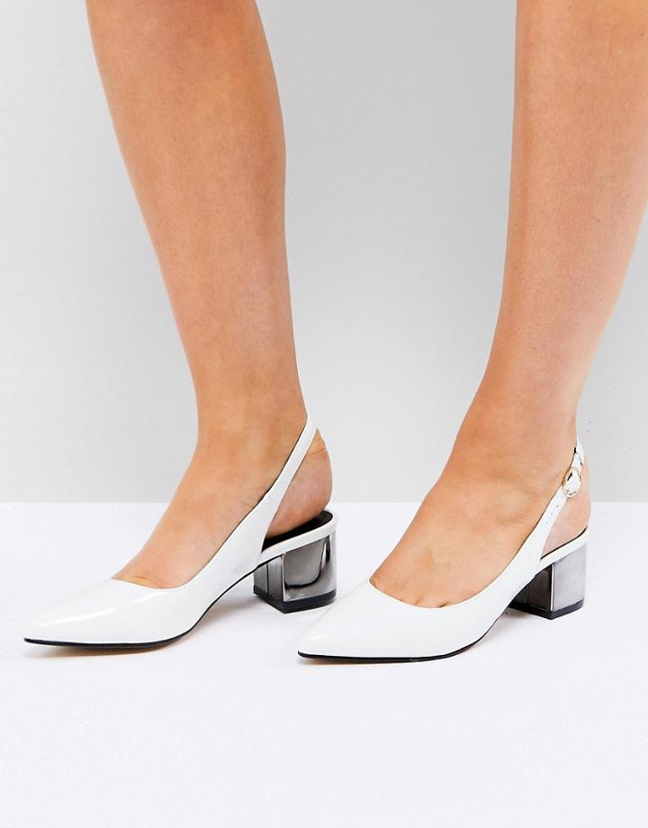 Truffle Collection Slingback Kitten Heel Shoe - Silver