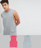 Asos Design Tank With Dropped Armhole 2 Pack Save - Multi