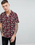 New Look Shirt With Leaf Print In Burgundy - Red