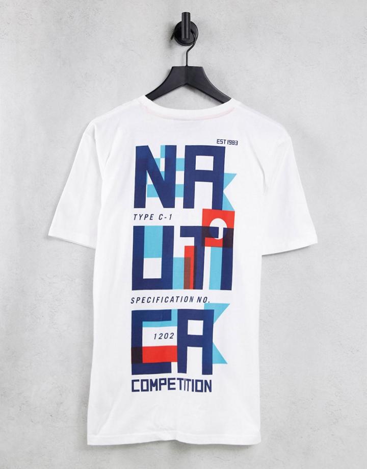 Nautica Competition Scrub Back Print T-shirt In White