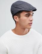 Ted Baker Asam Flat Cap In Herringbone - Blue