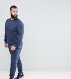 Asos Plus Tracksuit Sweatshirt / Skinny Jogger In Denim Marl - Blue