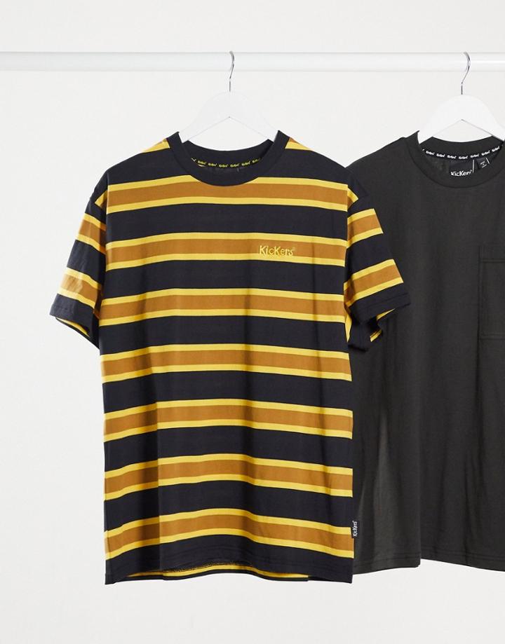 Kickers Short Sleeve T-shirt In Brown Stripe-multi