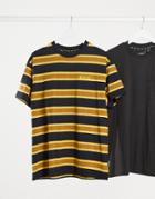 Kickers Short Sleeve T-shirt In Brown Stripe-multi
