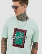 Bershka Retro Print Rhythm T-shirt In Mint Green - Green