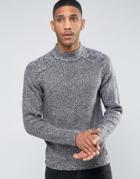 Only & Sons Sweater With High Neck In Mixed Yarn With Seam Detail - Na