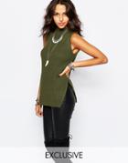 Stitch & Pieces Turtleneck Ribbed Tunic Top - Camel