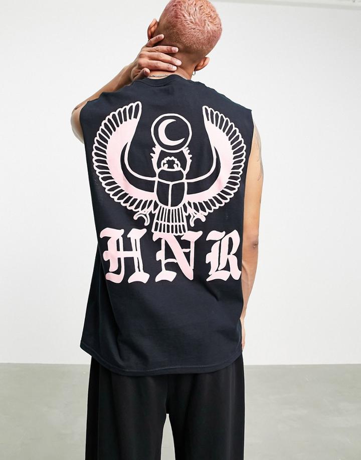 Hnr Ldn Eagle Back Print Tank In Black