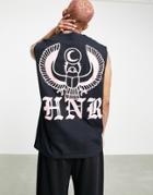 Hnr Ldn Eagle Back Print Tank In Black