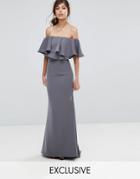 Jarlo Off Shoulder Maxi Dress With Frill Top - Gray